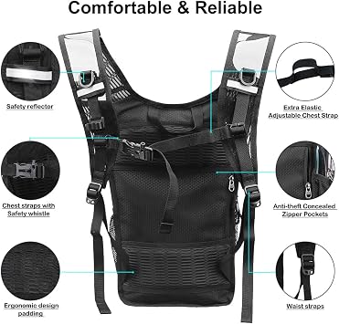 Mothybot Hydration Backpack Pack, Water Backpack 20L Capacities Included 2L Hydration Bladder, Festival Essential - Rave Hydration Pack Hydropack Hydro for Hiking, Festival Gear