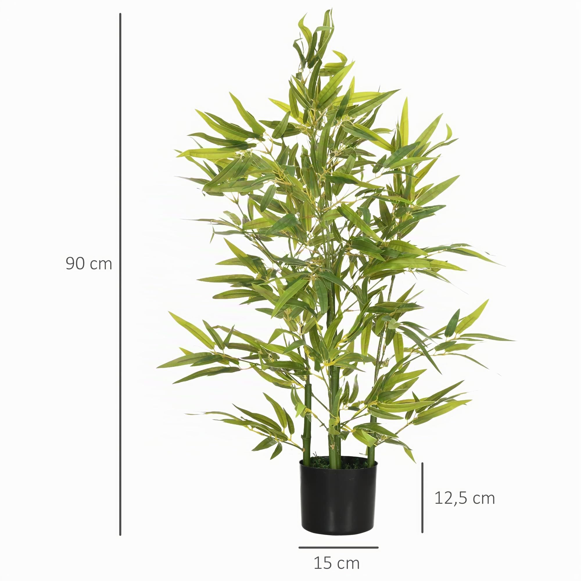 HOMCOM Árbol Artificial de Bambú 90 cm Planta Artificial Decorativa Verde | Grande, Decoración para Hogar, Oficina, Balcón, Dormitorio, Interior