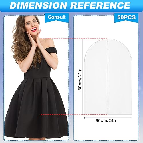 Miniatura 2 de Amylove 50 bolsas transparentes de 24 x 32 pulgadas con cremallera completa, fundas ligeras para colgar ropa de PEVA, protectores de plástico