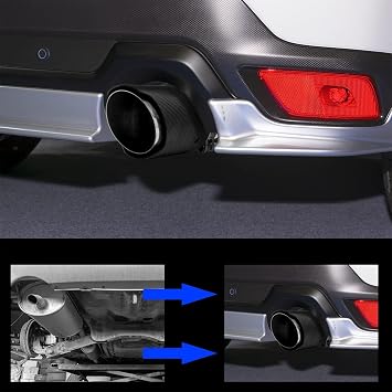 Exhaust Tips Muffler Stainless Steel and Glossy Carbon Fiber Car Exhaust Tail End Pipe, Inlet 63mm(2.5