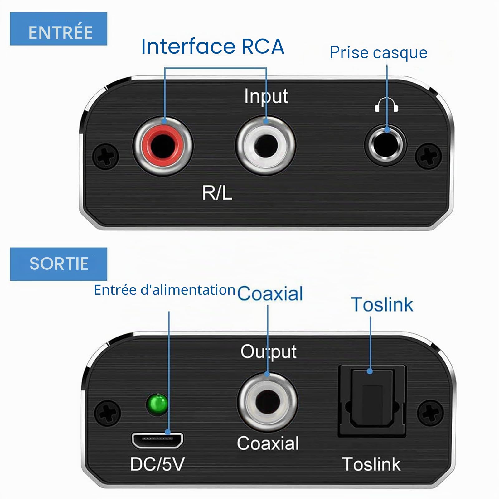 AMANKA Convertisseur Analogique-Numérique, Audio Analogique vers Numérique Adaptateur Stéréo L/R RCA vers Numérique SPDIF Optique Coaxial Toslink pour PS3 HDTV Xbox Blue Ray Sky DVD