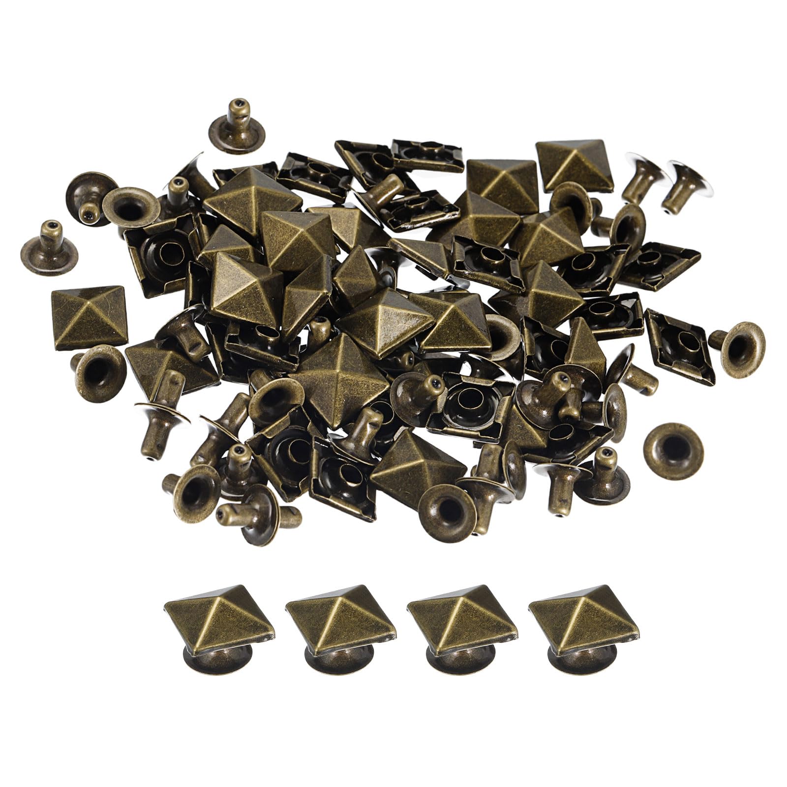 120 Set Kit Rivetti A Stella Bronzo 12mm - Borchie Metalliche Per Vestiti, Borse E Fai-Da-Te - 6