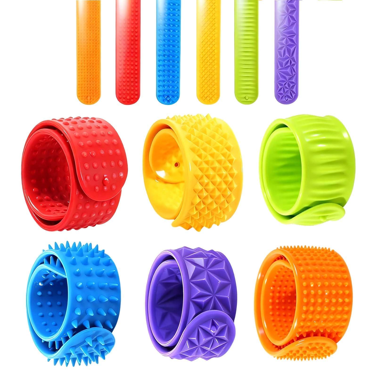 6 PCS Slap Bracelets Set, Fidget Toys Durable Textured Sensory Toys Easy to Clean Fidget Bracelet