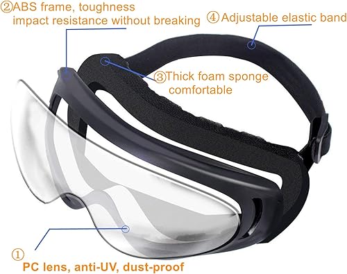 Miniatura 4 de Juego de 4 gafas para motocicleta, para moto-cross, ATV, todoterreno, protección, con paquete de 4 bandas de cuello transpirables tipo pañuelo para