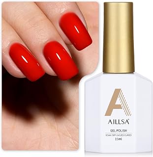 AILLSA Red Gel Nail Polish Hot Lady Gel Polish Apple Candy Color Jelly Gel Polish Long Lasting Soak Off U V Nude Gel Nail Manicure Salon at Home Holiday Gifts for Women 0.5 Fl Oz/GB11