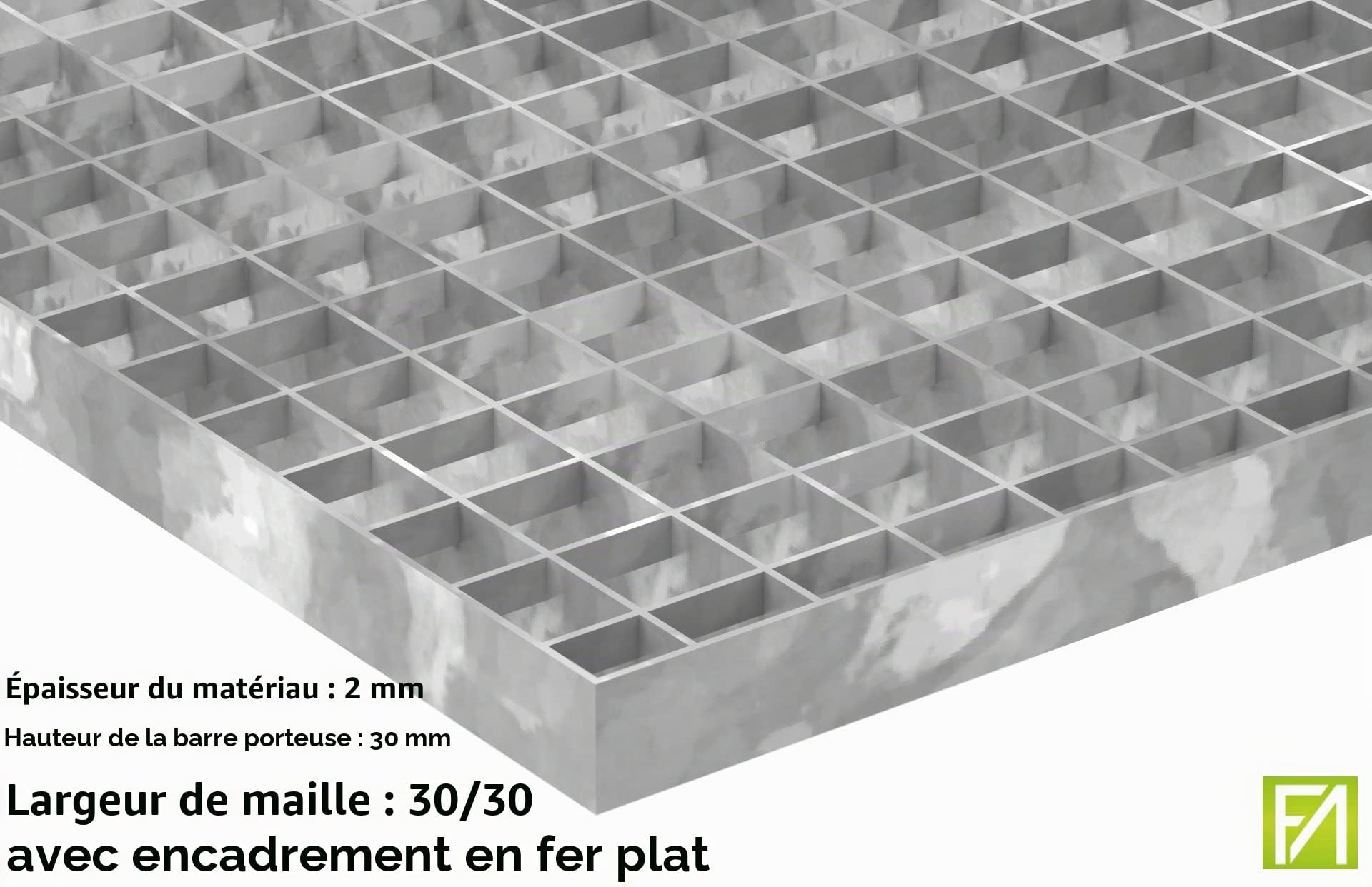 Fenau | Caillebotis industriels Dimensions : 600 x 1000 x 30 mm (MW : 30/30 mm) - Epaisseur du matériau : 2 mm - Charge sur roue : 3,17 kN/Charge superficielle (m²) : 28,81 kN