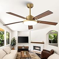 52 Inch Black Gold Ceiling Fan with Lights & Remote/App - Modern 6-Speed Smart Fan, 3CCT Dimmable LED, Quiet DC Motor for Bedroom, Living Room, Patio