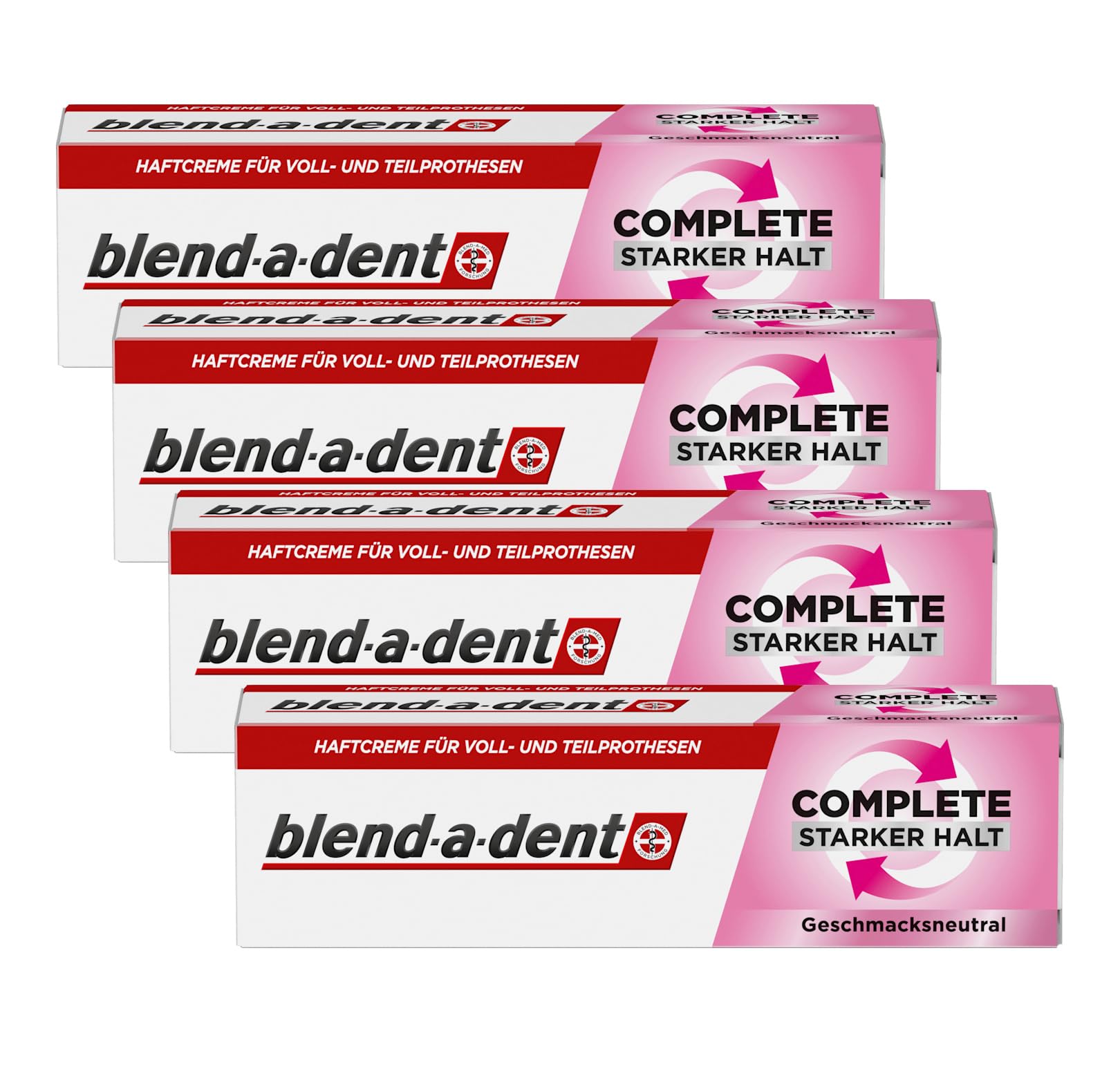 Blend a dent Complete Lot de 4 crèmes adhésives neutres pour prothèses complètes et partielles, 47 g