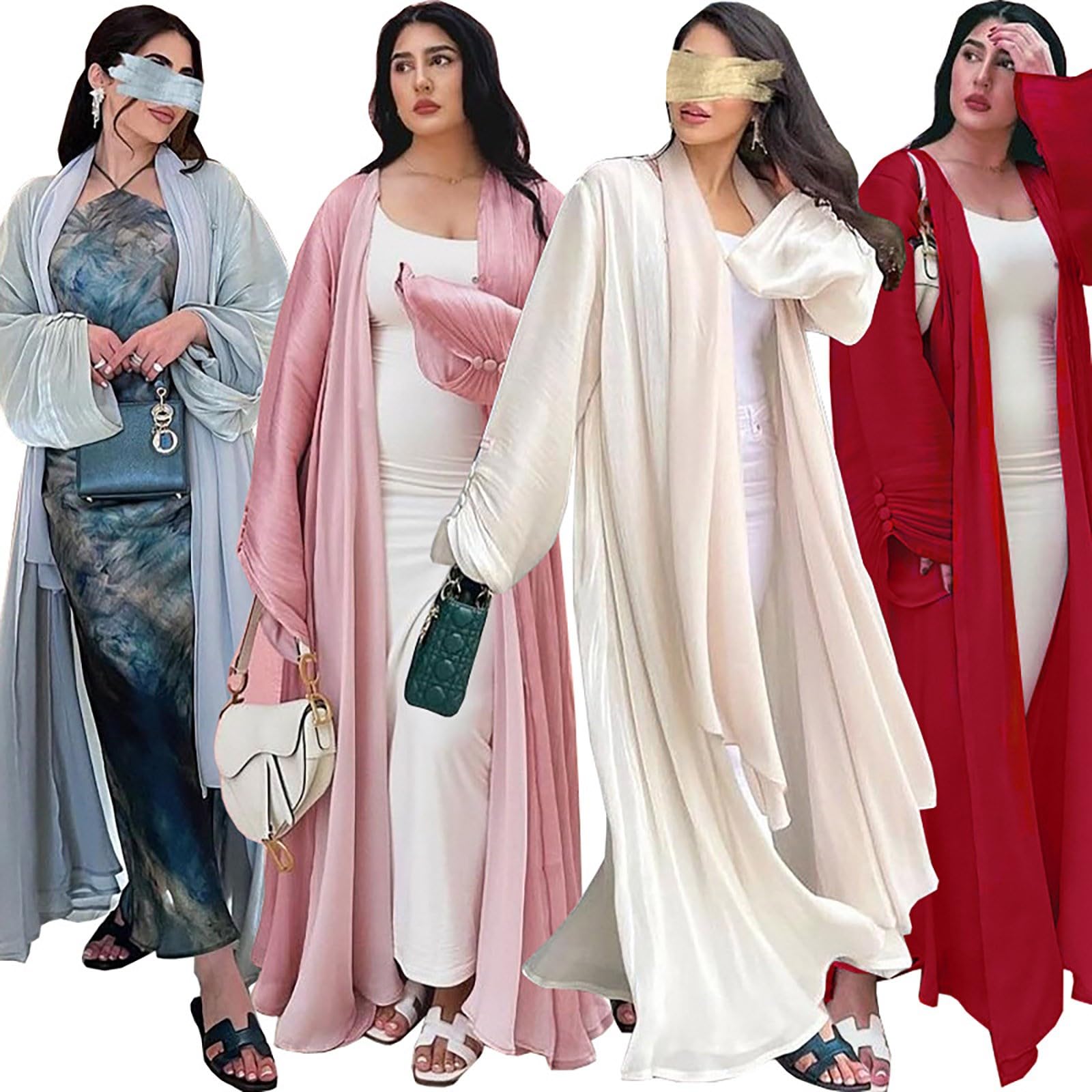 Robes Musulmanes Femme Ouverte Cardigan Islamique Abaya Robes Coton Doux Robe de Musulmane Pleine Longueur Robes de Arabe Moyen-Orient Ramadan Kaftan de Dubaï Vetement De Priere pour Femmes
