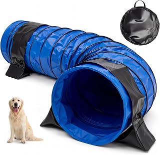 Briwooody 28in X 10ft Dog Agility Tunnel PVC for Large Dogs, Blue
