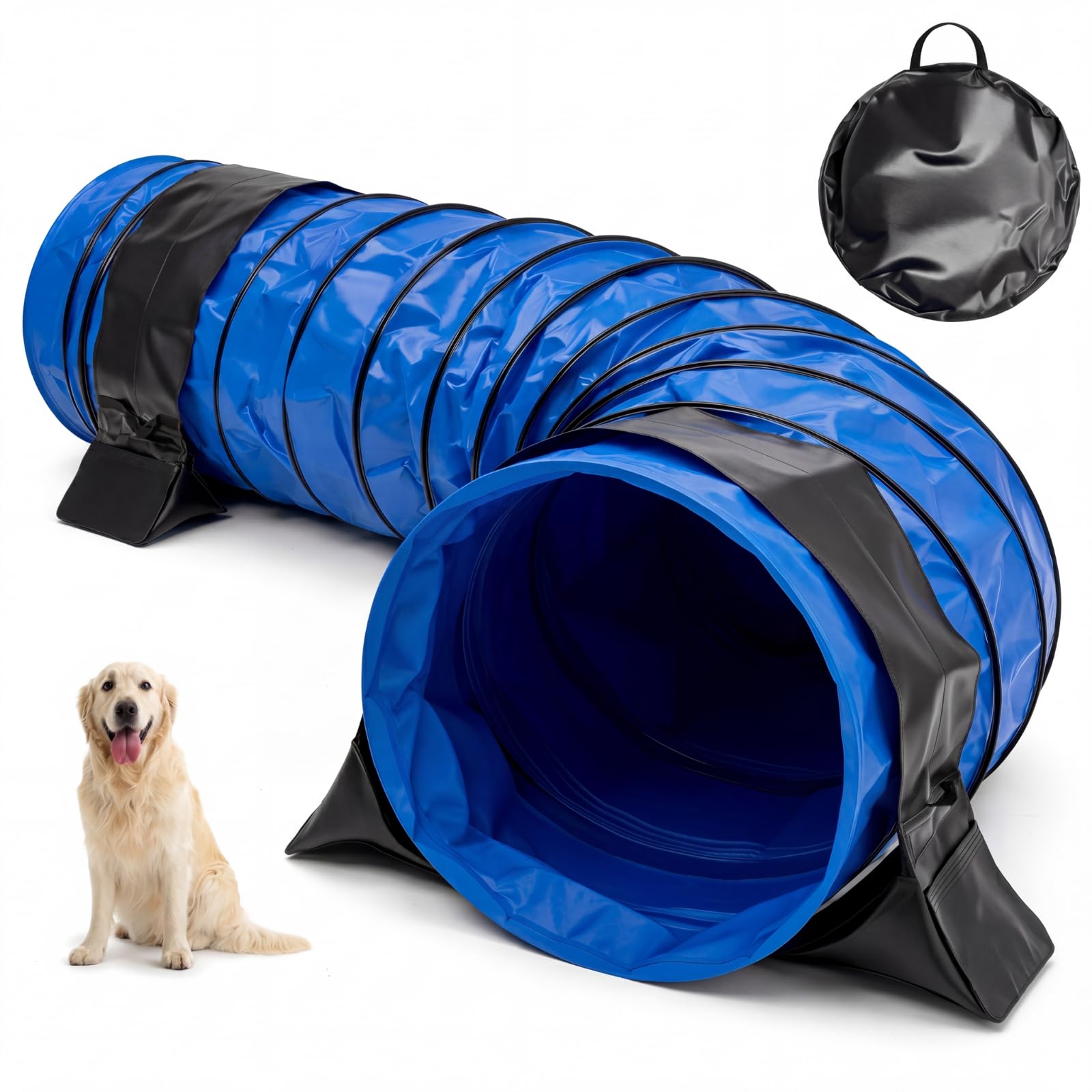 Briwooody 28in X 10ft Dog Agility Tunnel PVC for Large Dogs, Blue