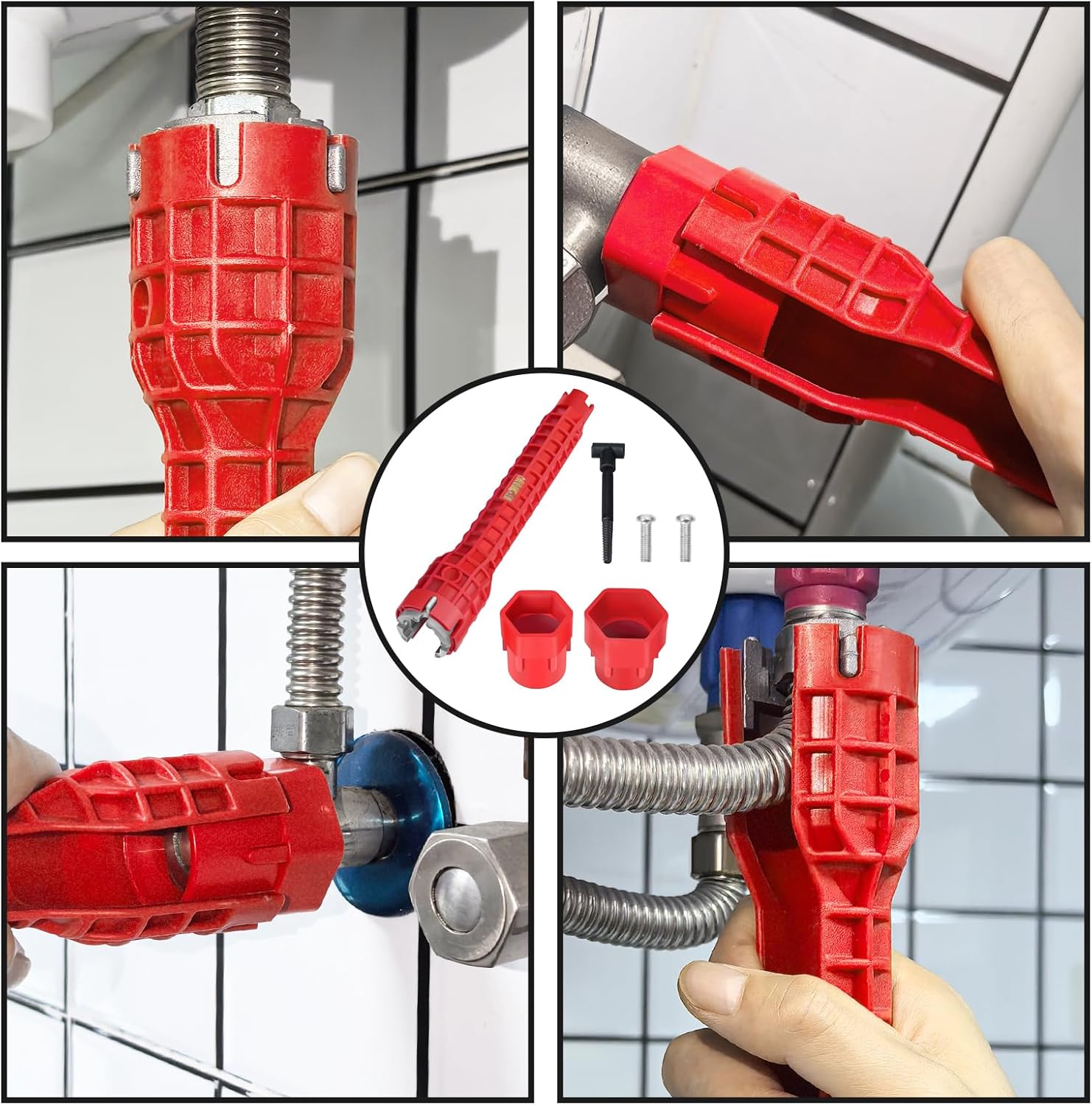 8-in-1 Sink Wrench – Multifunctional Plumbing Tool for Faucet, Pipe & Aerator Repair, ABS & Zinc Alloy Basin Wrench with Extended Reach for Kitchen & Bathroom