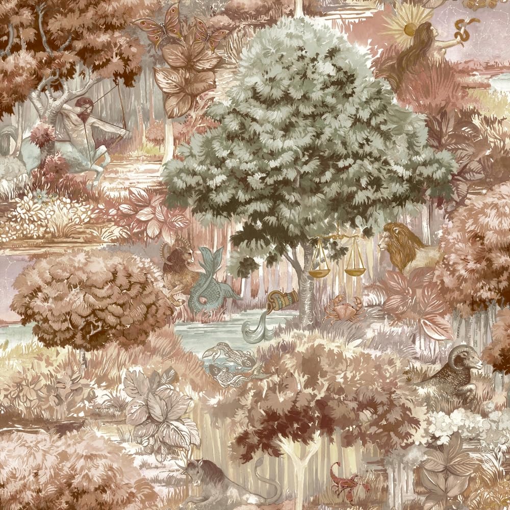 Holden Decor Burnt Orange Astrology Wallpaper 13501 - Forest Tree Zodiac Element