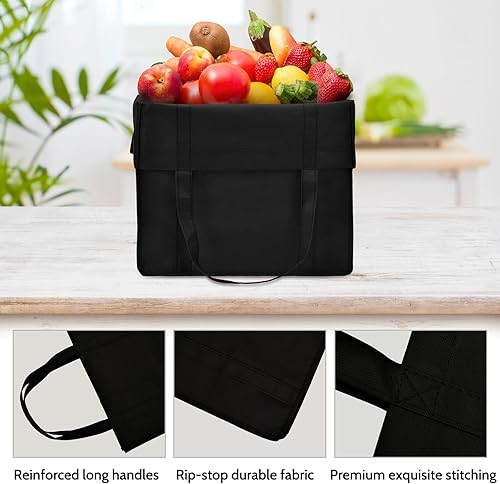 Miniatura 4 de JERIA Paquete de 24 bolsas de comestibles reutilizables, bolsas de compras grandes y plegables lavables, bolsas de mano resistentes con asas