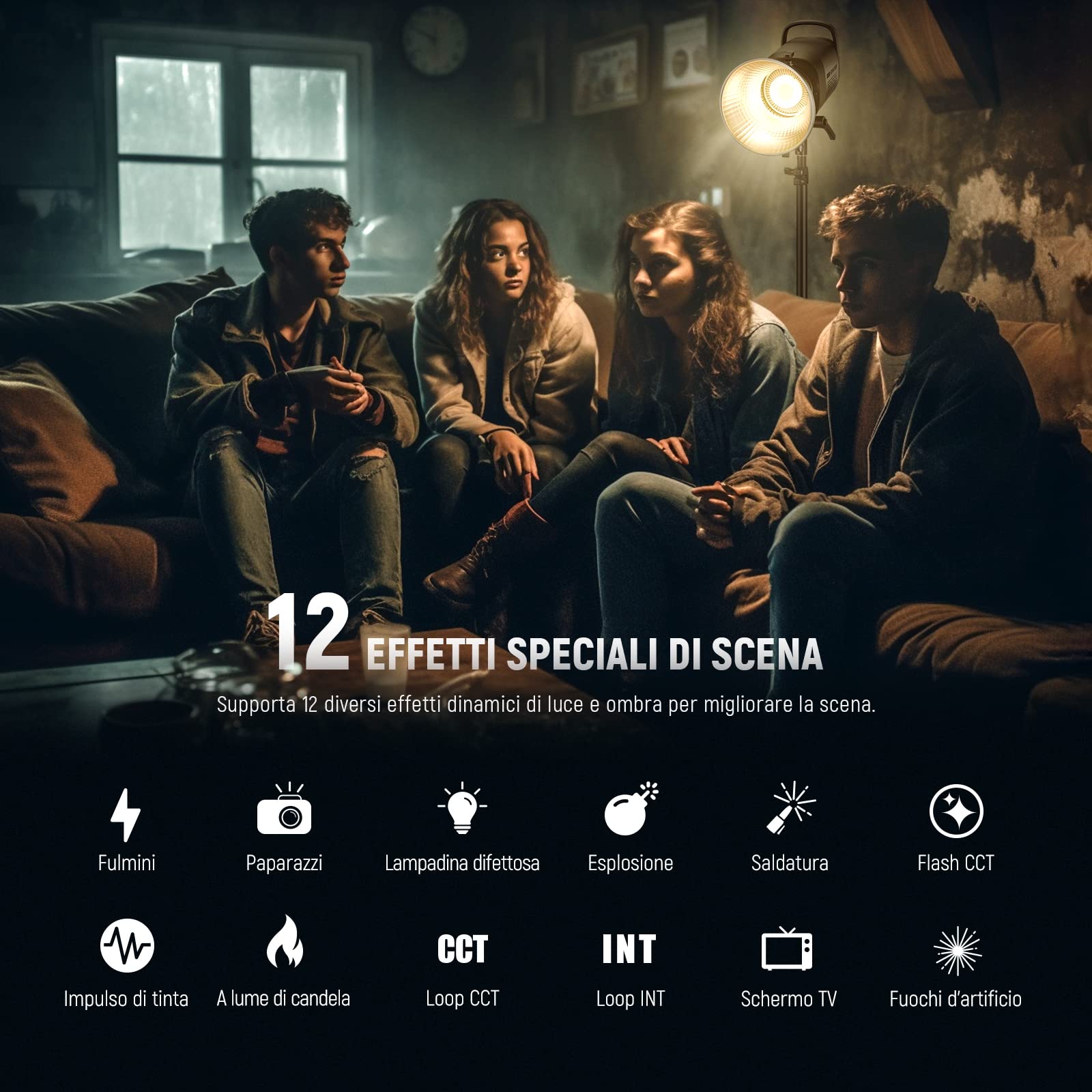 NEEWER CB60B 70W Luce Video LED con Controllo 2,4G/APP COB Bicolore Illuminazione Video Continua Attacco Bowens 2700K-6500K 34000Lux@1m/Modalità CCT/CRI97+/12 Scene per Studio Registrazione Fotografia