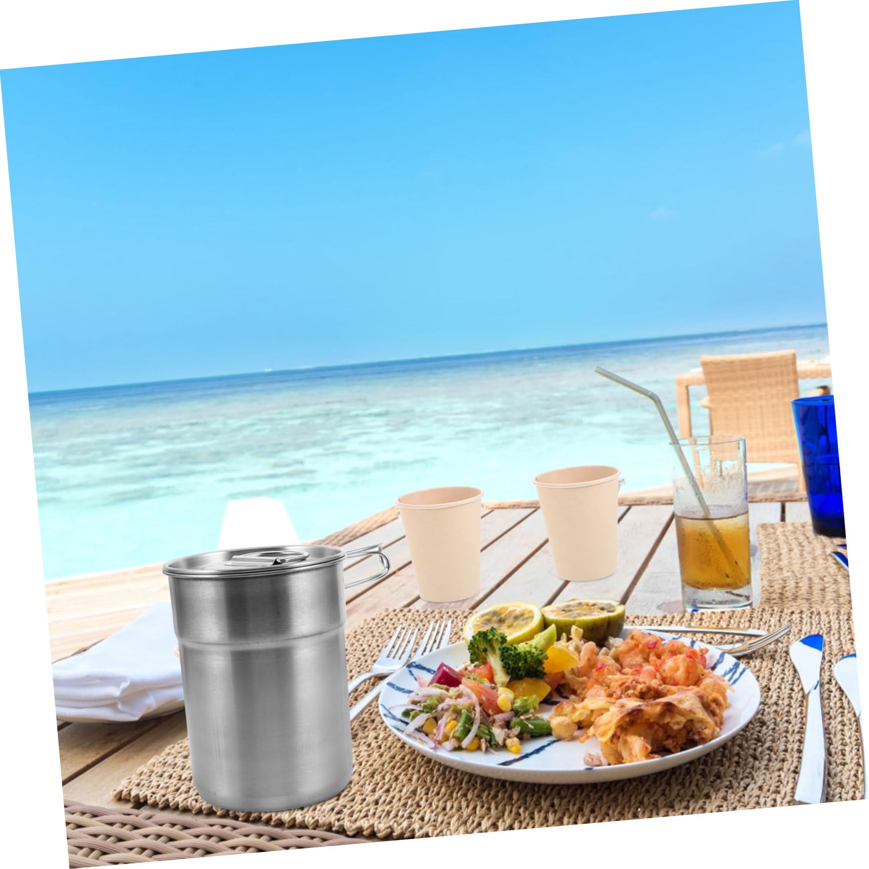 UPKOCH 2 Stücke Metall Camping Becher Camping Tasse Mit Klapp Griffe Wiederverwendbare Becher Tragbare Outdoor Reise Zusammenklappbare Tasse Für Camping Wandern Reise