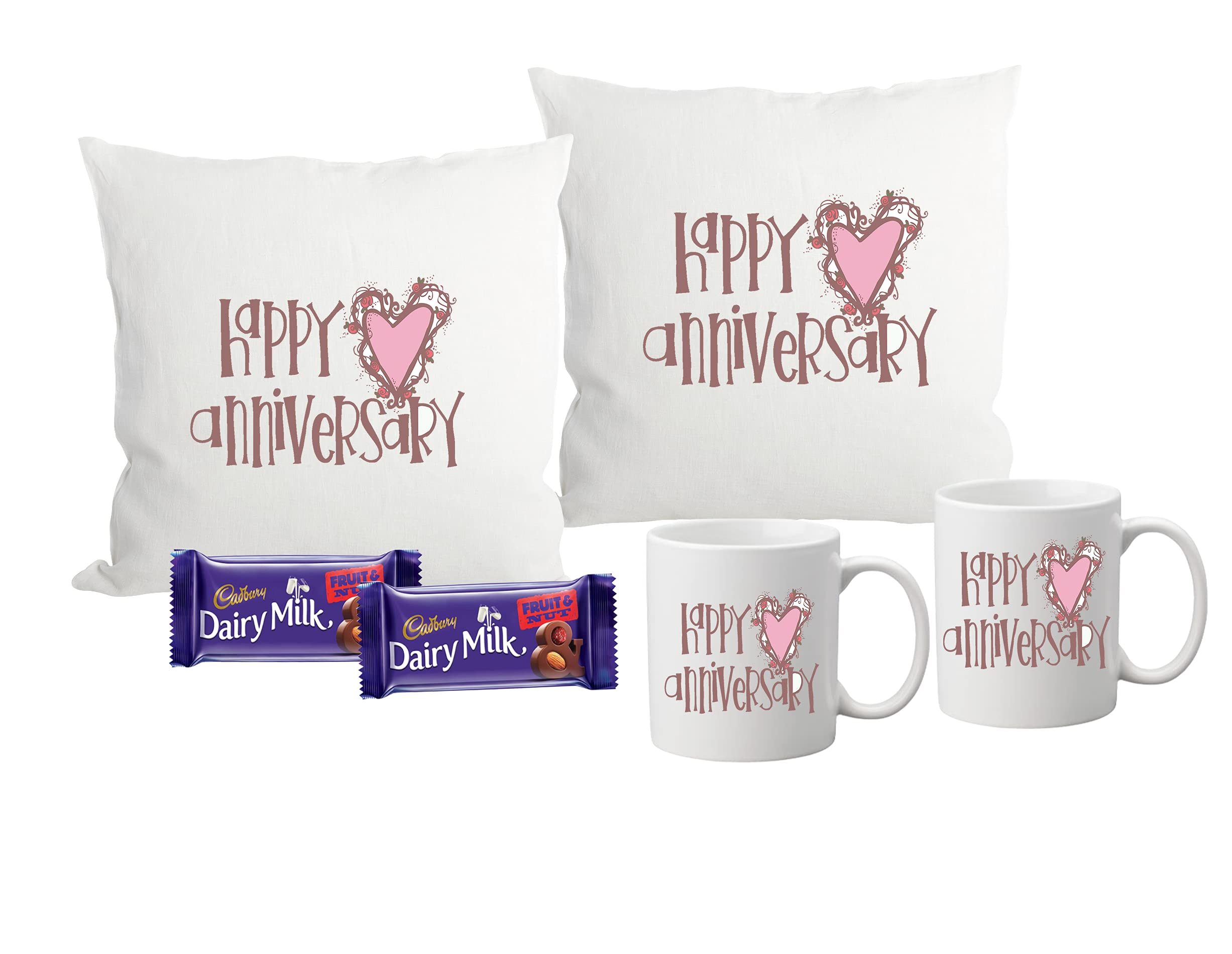 LOOPS N KNOTS ® Gifts for Couple Happy Anniversary Printed Cushion (12 inch X 12 inch) A Coffee Mug