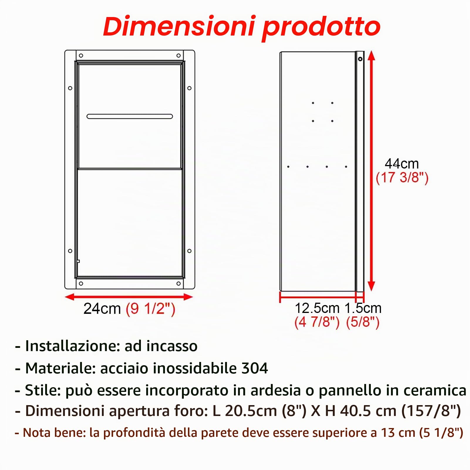 Vibeo Nicchia Doccia Incasso Porta Carta Igienica Piastrellabile a Parete con Mensola, Nicchia da Incasso per Carta Igienica nel Bagno, Inserto per Nicchia per Carta Igienica