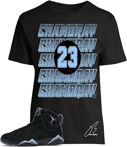 Shirt To Match Jordan Retro 7 Chambray UNC,23 Unisex Graphic Tee,Sneaker Match,Best Gift (M, Black)