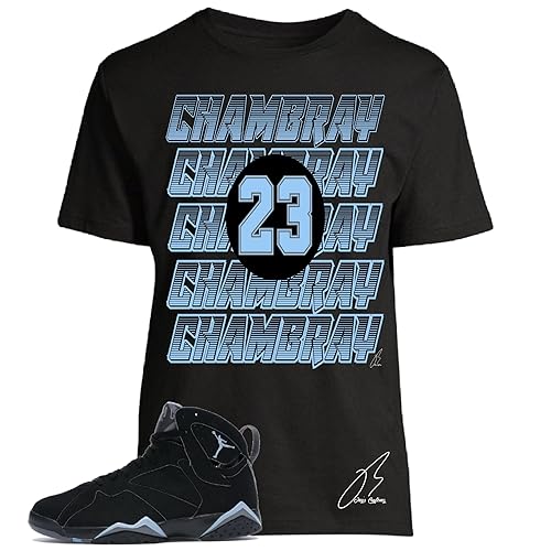 Shirt To Match Jordan Retro 7 Chambray UNC,23 Unisex Graphic Tee,Sneaker Match,Best Gift (M, Black)