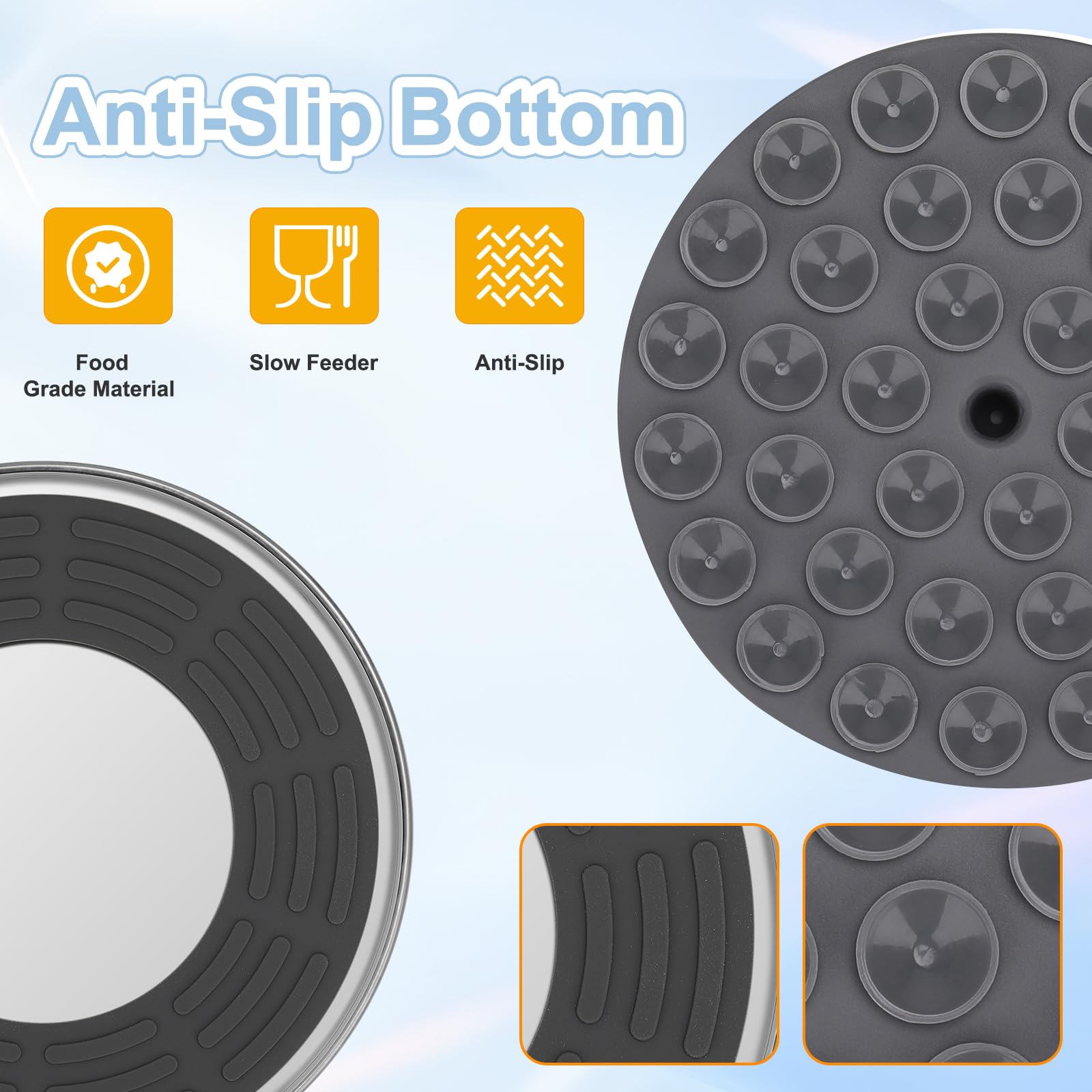 2-in-1 Slow Feeder Dog Bowls, Stainless Steel Pet Bowls with Silicone Feeder Insert, Removable Non-Slip Rubber Base for Dogs to Slow Down Eating (Small Breed) - image 6