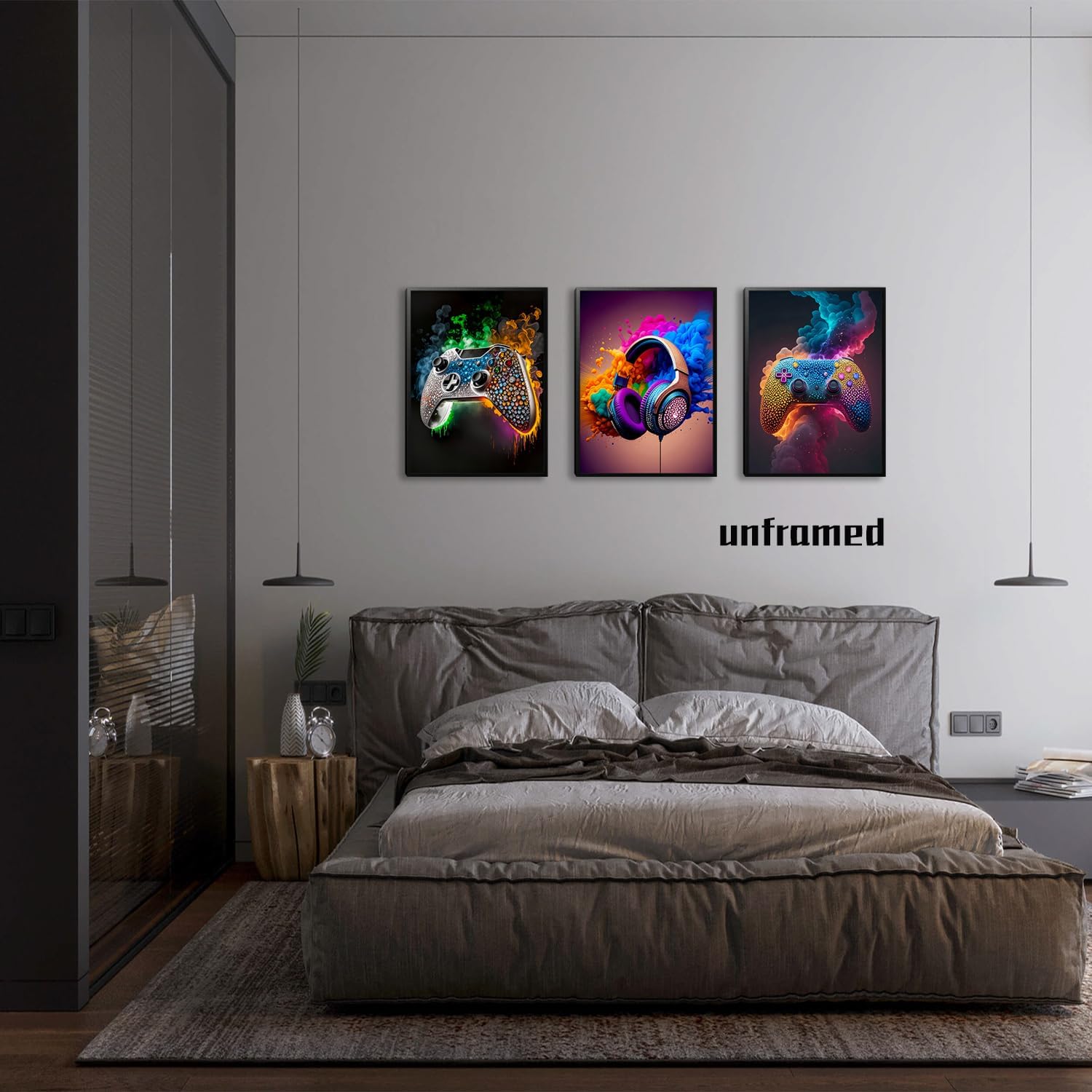 Gaming Room Canvas Wall Art Set of 3, Game Posters Wall Decor, Gamer Paintings Picture Print for Boys Room Kids Game Room Bedroom Boys Home Decoration 12x16 In Unframed - Image 4