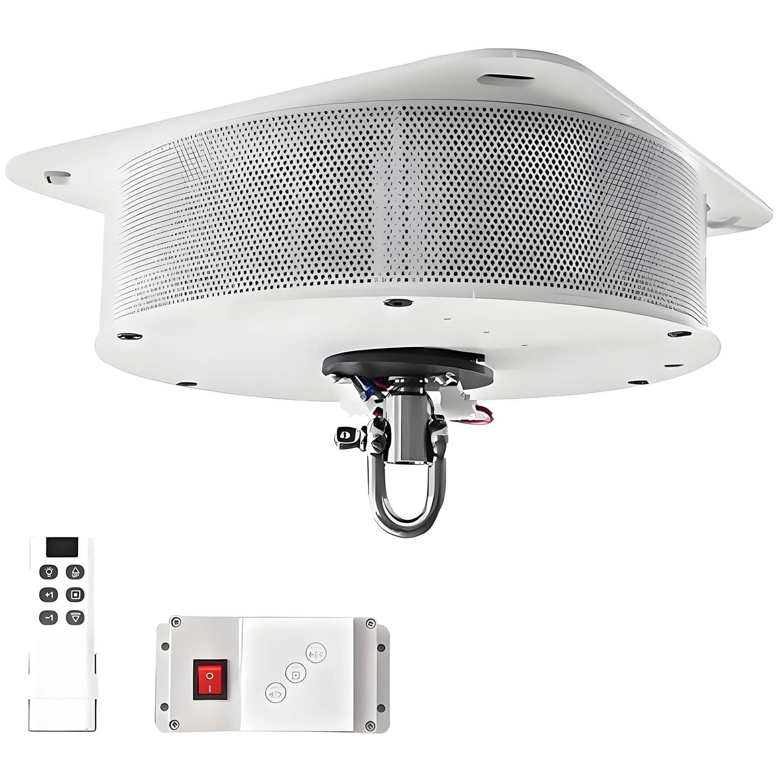 GUTYGIO Electric Chandelier Hoist Lifter System,Heavy Duty Pendant Lamps Lifter,2 In 1 Lighting Lift Kit with Wireless Remote,40-230KG Load Capacity,for Villas,Living Rooms & Hotel Lamp Care 130KG