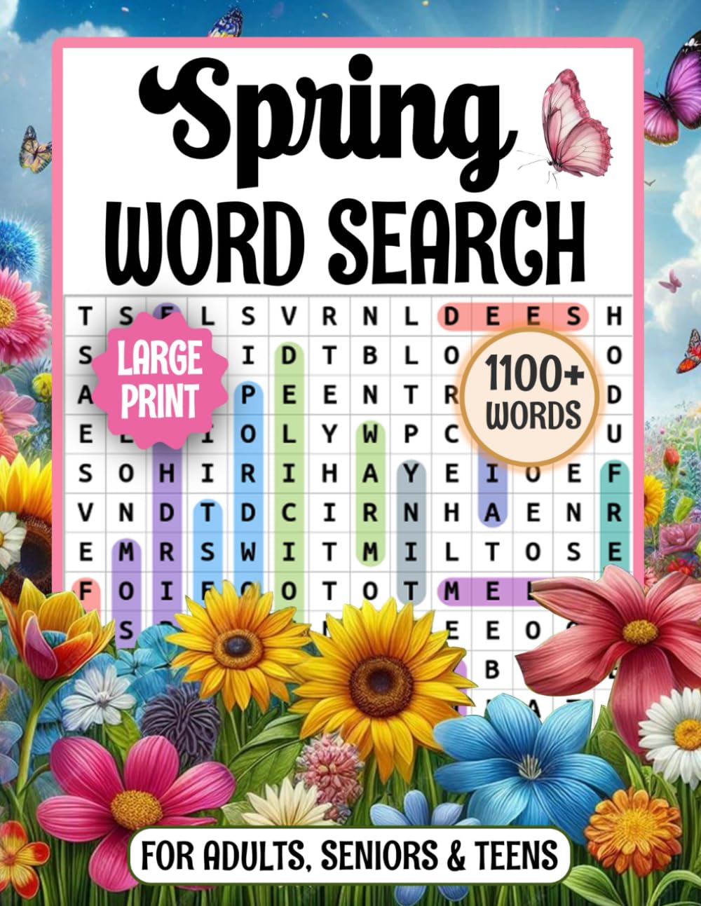 Spring Word Search For Adults Large Print: A Fun & Relaxing Cozy spring Themed Word Find Puzzle Book For Seniors, spring Holiday Word Searches With