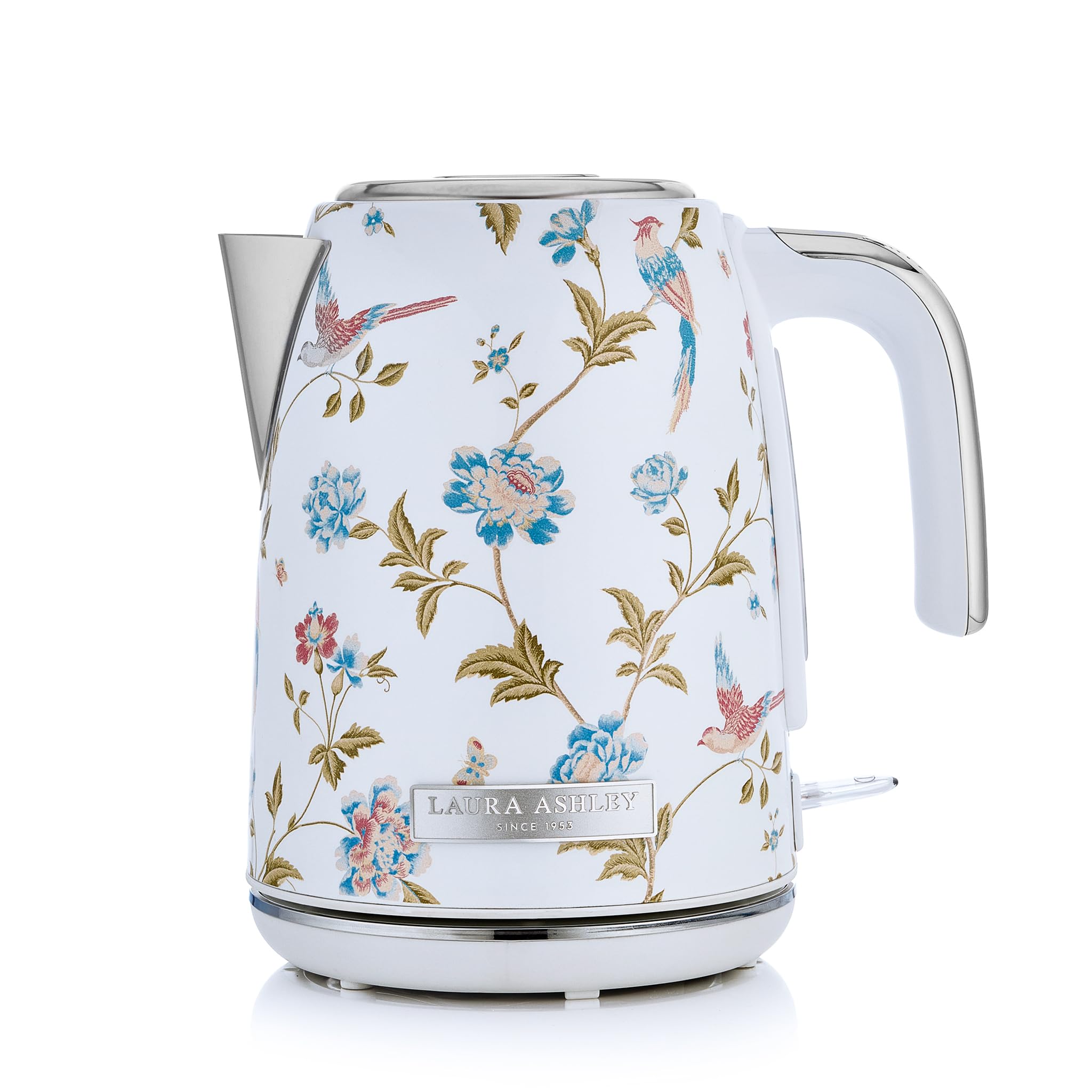 Laura Ashley Elveden White 1.7 Litre Stainless Steel Electric Kettle - 3KW Kettles Electric Fast Boil Quiet - Cordless Kettle with 360 Degree Power Base, Overheating & Boil Dry Protection Jug Kettles