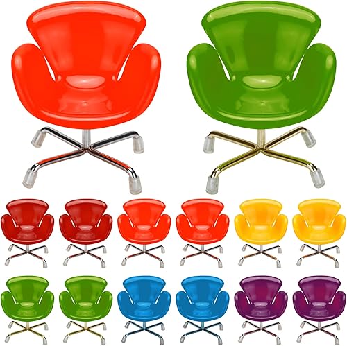 Sosation 12 piezas de casa de muñecas a escala 1:6, silla de plástico en miniatura colorida, muebles de casa de muñecas, mini sillón de bricolaje,