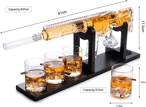 Miniatura 9 de AR15 - Decantador de pistola de regalo de cumpleaños para hombres, papá, juego de whisky, edición limitada, tapón silenciador, vasos de bala de 27.1