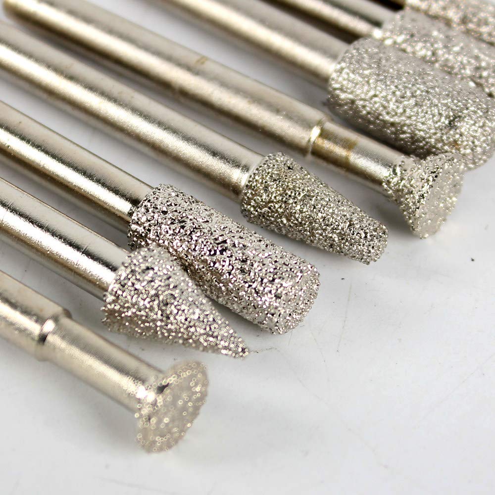 Juego de fresas de diamante soldadas al vacío de 20 piezas para herramientas rotativas de modelado de piedra 1/4 '' Cabezal de pulido de brocas perfiladoras para tallado de mango, China
