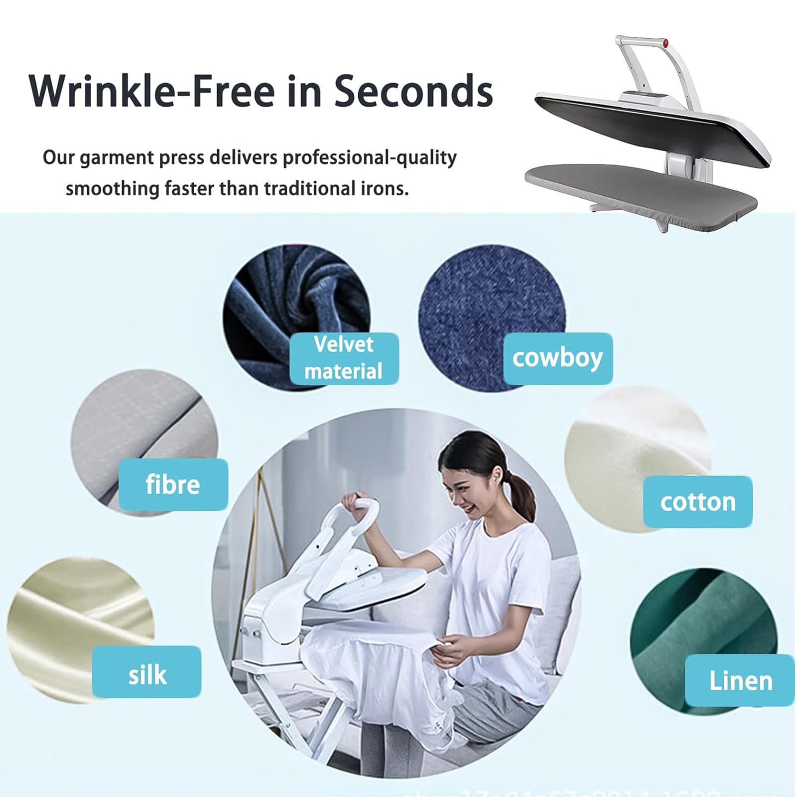 Pressa a Vapore Intelligente Bianca,Pressa a Vapore Digitale Con Diverse Impostazioni Tessuto,Con Pannello Touch Screen per Camera Da Letto,Soggiorno,Negozio Abbigliamento 1800W-Withbracket