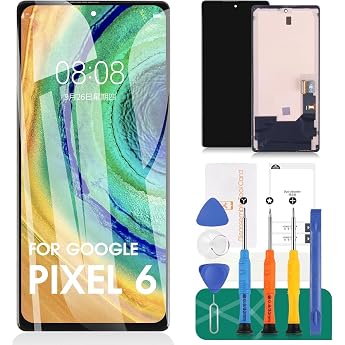OLED LCD Screen Replacement for Google Pixel 6 Touch Screen Display Assembly Repair Kit for Google Pixel 6 LCD Display Frame GB7N6, G9S9B16, G9S9B, GR1YH with Fingerprint Function