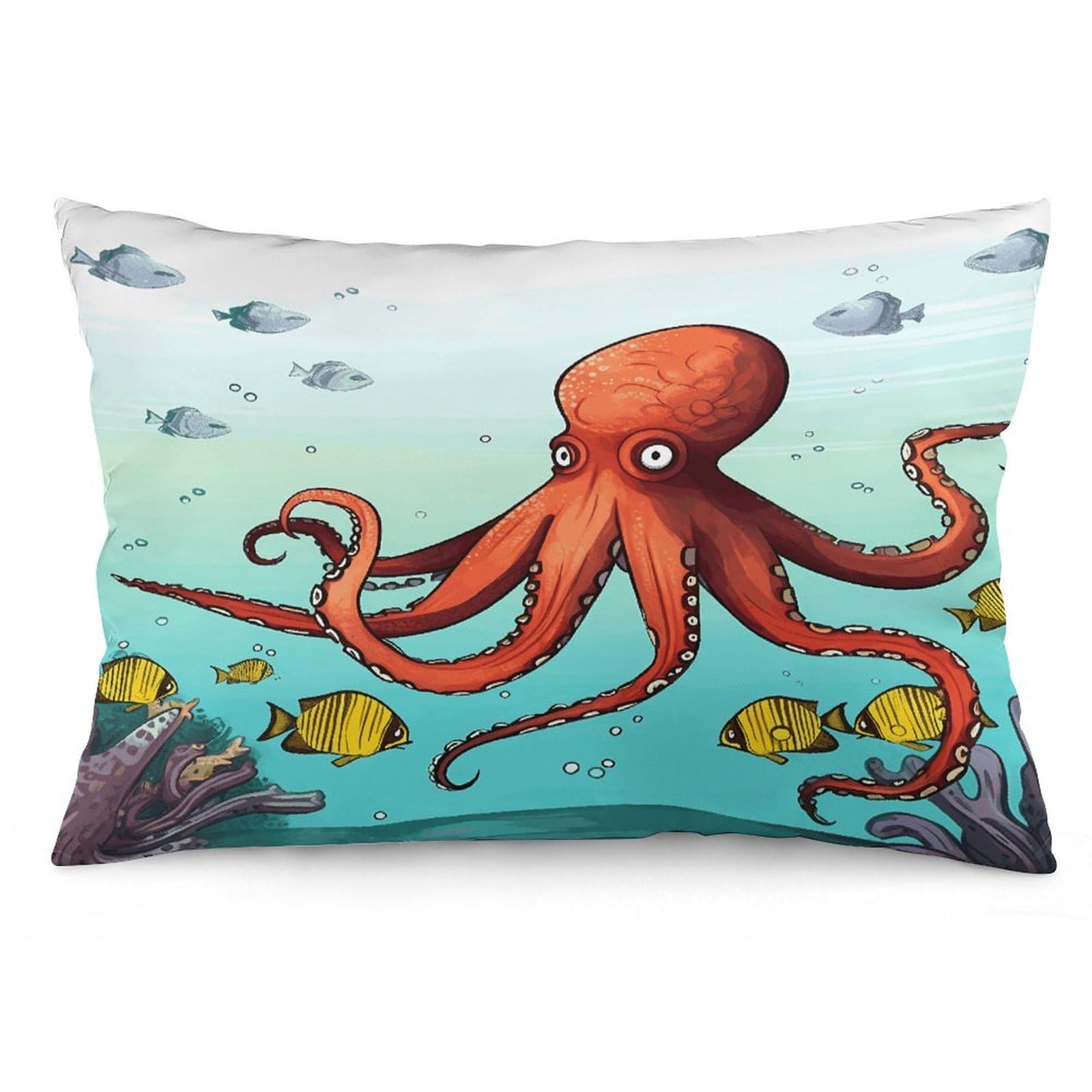 Giant Octopus Throw Pillow Cover Soft Lumbar Pillow Covers with Zipper Breathable Rectangular Cushion Case Polyester Pillow Case Decorative Body Pillow Cover for Couch Bed