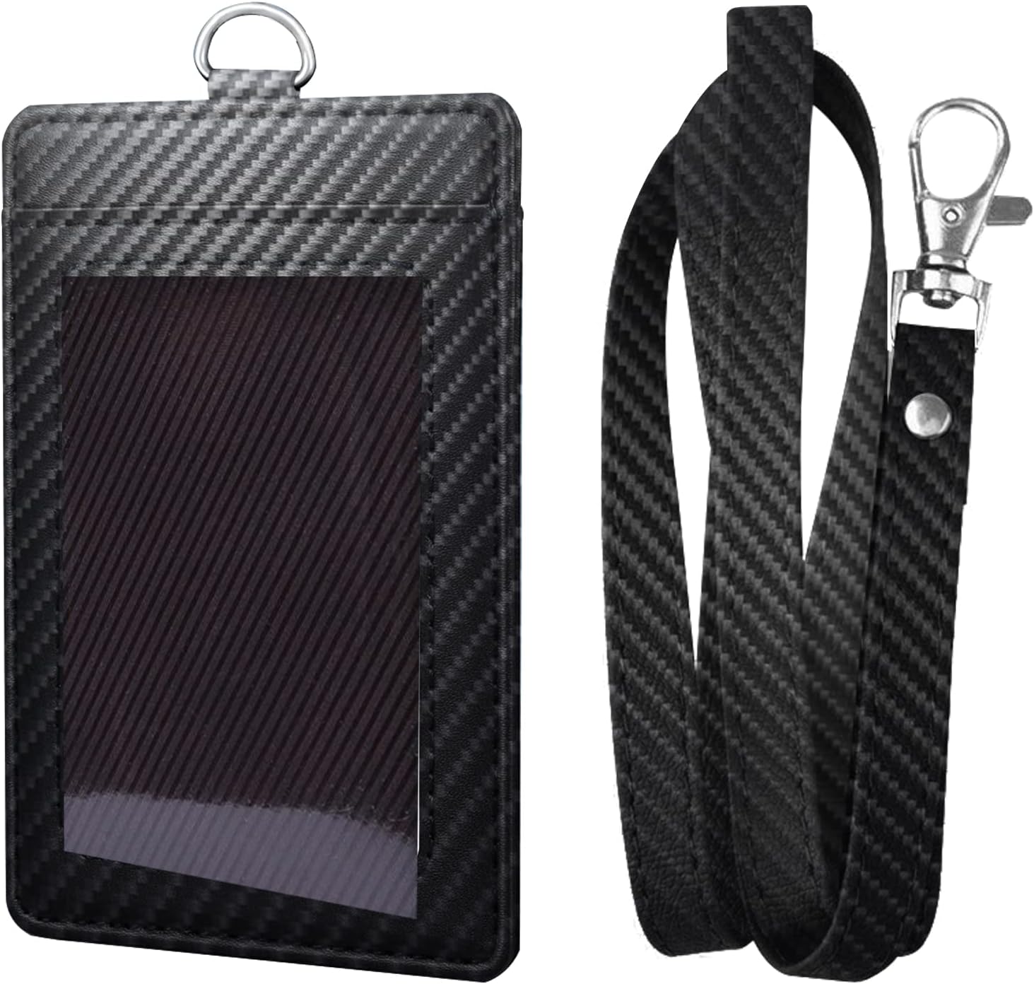 Carbon Fiber ID Badge Holder with Lanyard for Work
