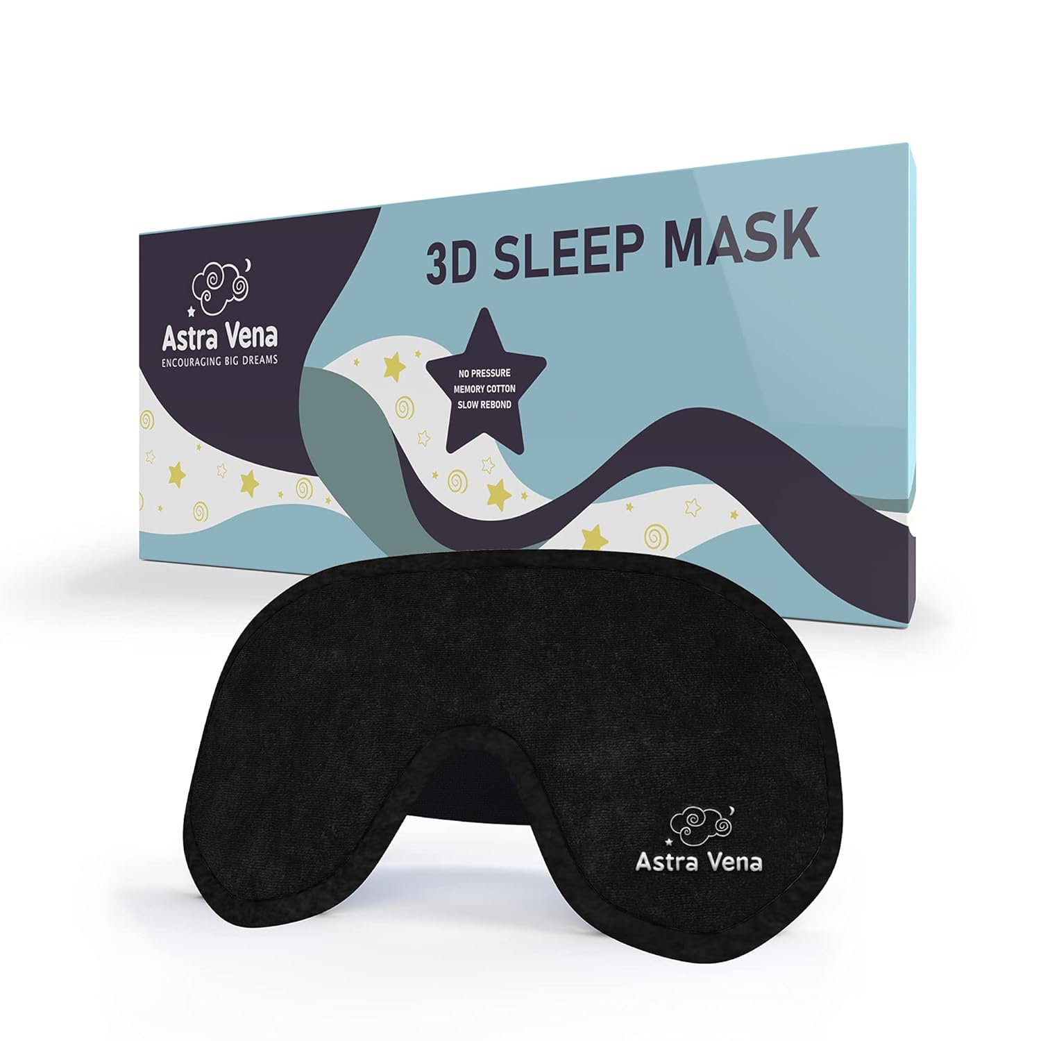 ASTRA VENA 3D Sleep Mask for Kids Light Block Sleeping Blindfold Memory Foam Contoured Eye Mask for Sleep