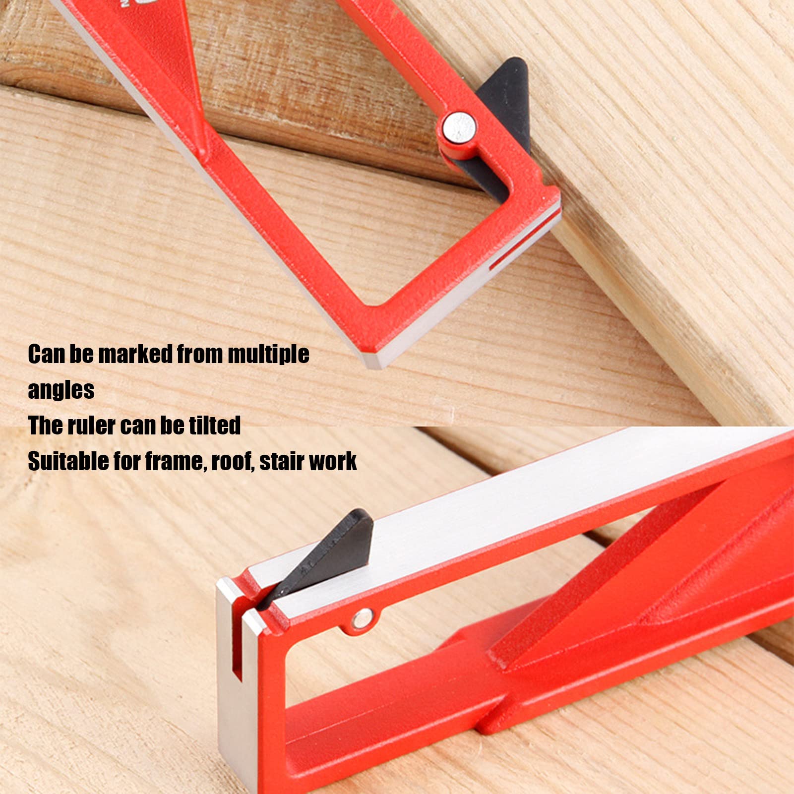 ANKROYU Carpenter Square, Aluminum Alloy Woodworking Square, Right Angle Ruler, L Shaped Measuring Tool, Angle Marking Ruler for Measuring Framing (25cm)