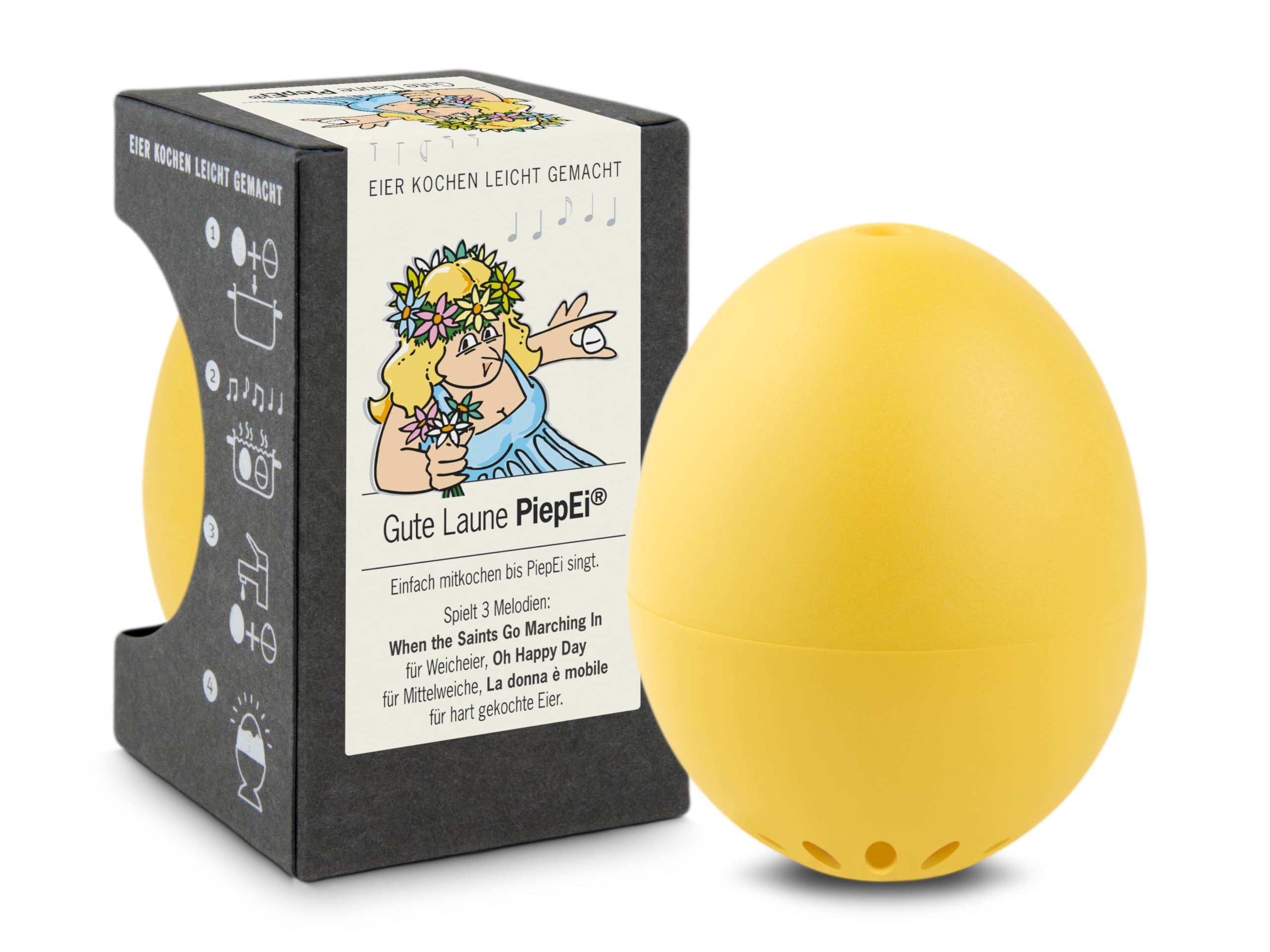 Piepei Yellow Singing Egg Timer For Cooking, 5,1 X 4,5 Cm