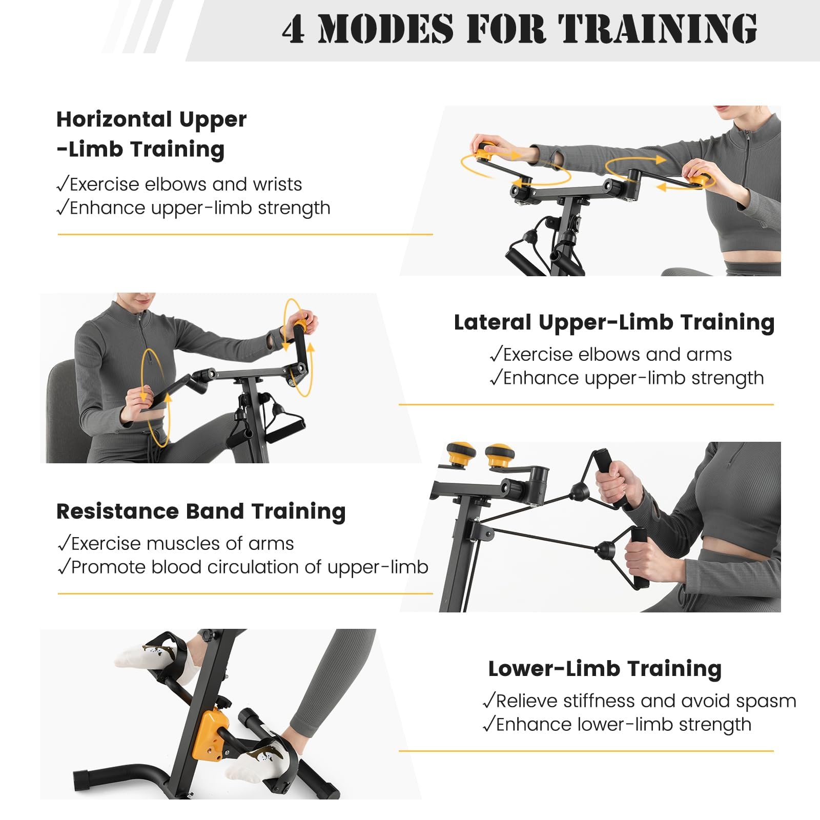 KOMFOTTEU Heimtrainer Fahrrad Multifunktional für Senioren, Pedaltrainer Arm- und Beintrainer, verstellbare Höhe & Widertandstufen, Bewegungstrainer Fitnessbike