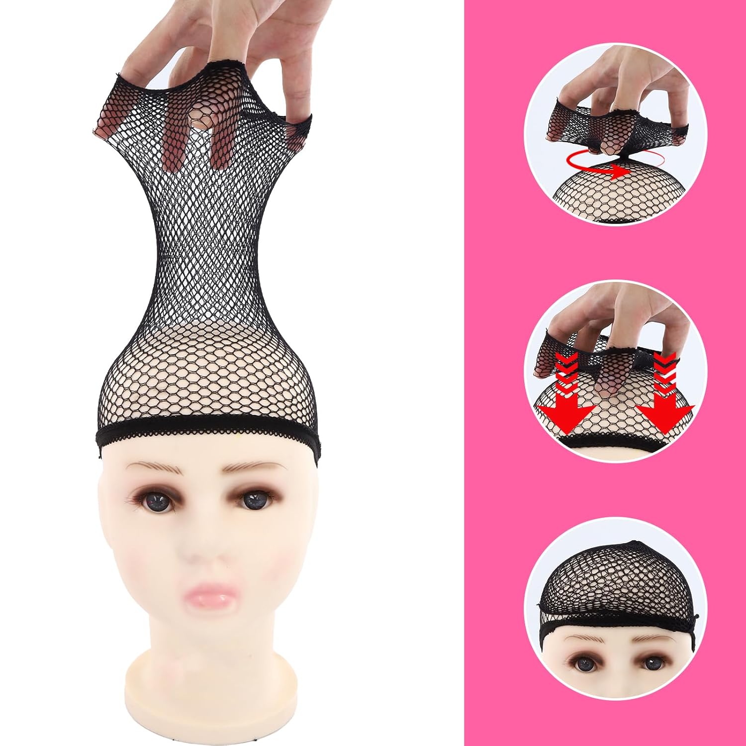 Pink Bob Wig, Hot Short Pink Wigs with Sunglasses and Hairnet, Women Wigs with Bangs for Bachelorette, Halloween and Cosplay Parties - Image 3