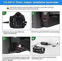 Vista 3 de TKDY CA-110 Cargador de videocámara CA110 Kit de cable de alimentación para Canon VIXIA HF M50 R800 R80 R700 R500 M52 M500 HF-R70 HF-R72 HF-R700 R50