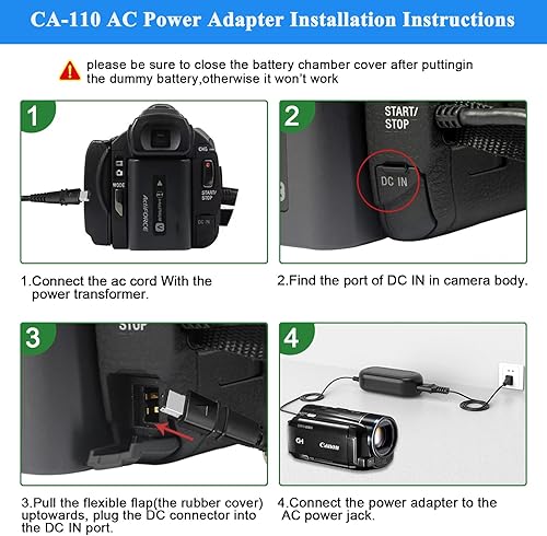 Miniatura 3 de TKDY CA-110 Cargador de videocámara CA110 Kit de cable de alimentación para Canon VIXIA HF M50 R800 R80 R700 R500 M52 M500 HF-R70 HF-R72 HF-R700 R50
