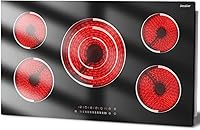 Vista 9 de Placa de Cocción Eléctrica de 24 Pulgadas - Placa de Cocción Eléctrica Radiante Empotrable de 4 Quemadores 6000W con Control de Perilla, Superficie
