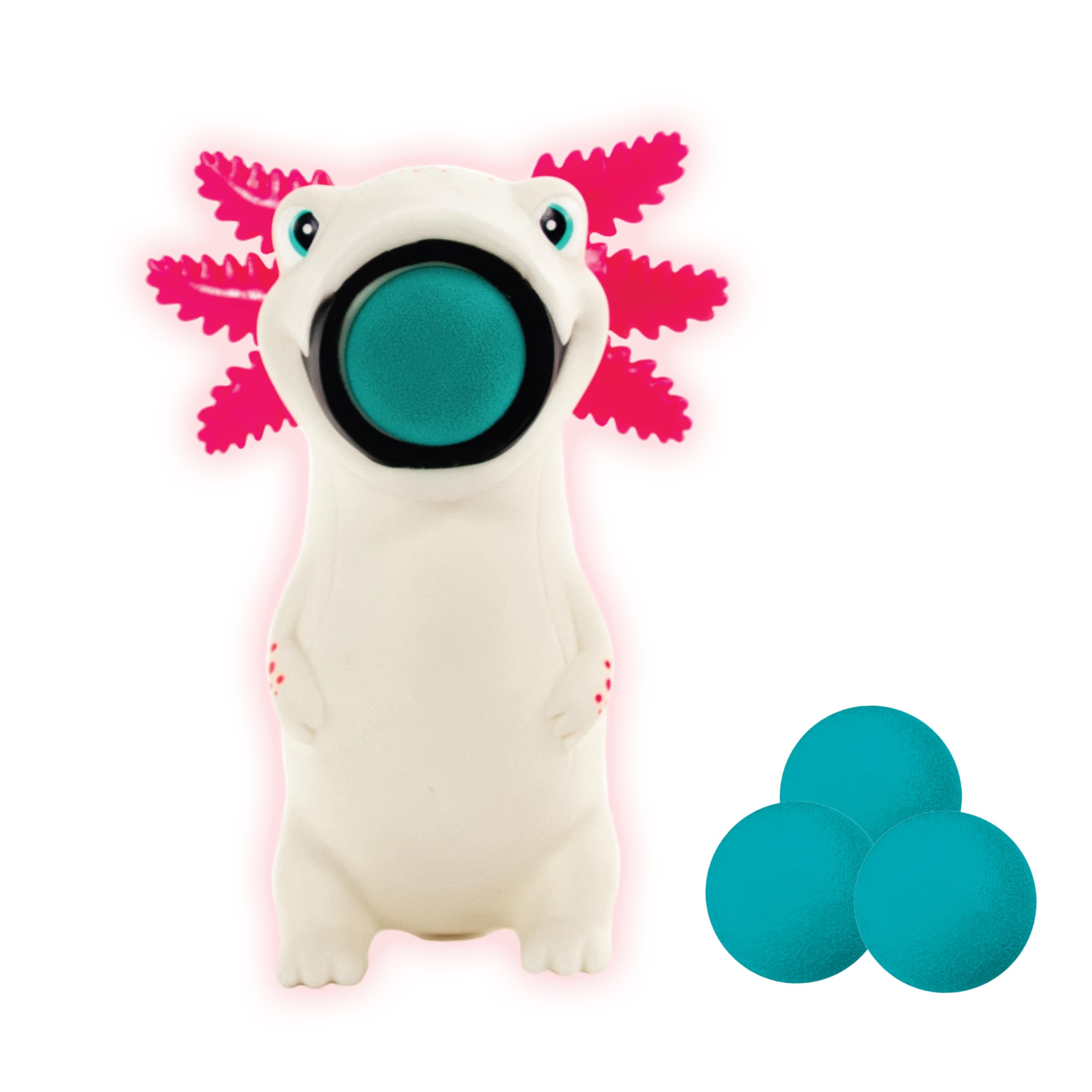 Axolotl Squeeze Popper Air Power Foam Ball Popper Toy for Kids – Squeeze & Shoot Blaster with 4 Soft Foam Balls, Indoor & Outdoor Sensory Fidget Toy for Boys & Girls Age 5+