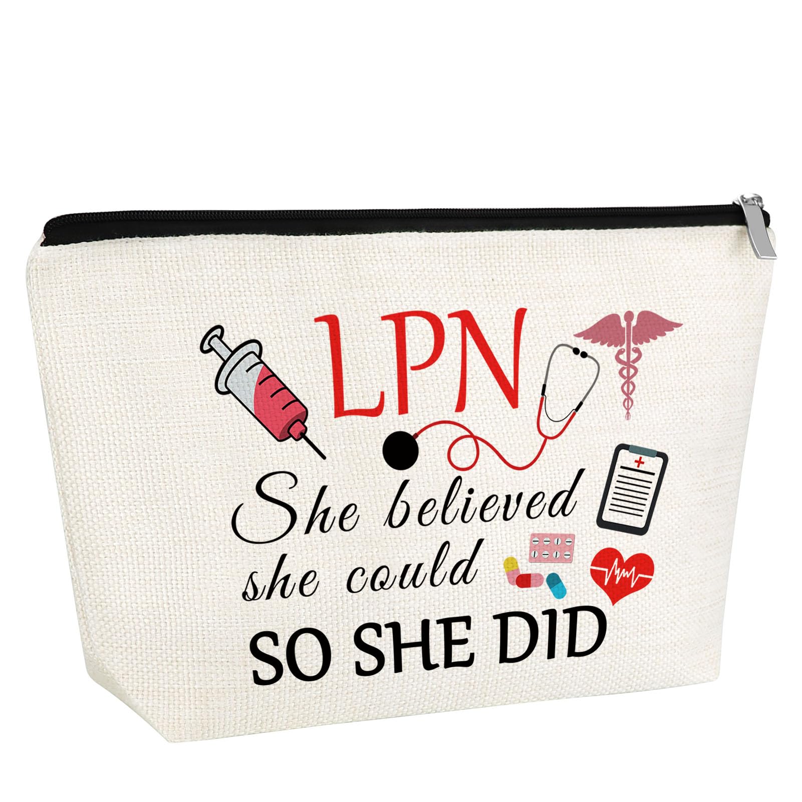 Gfhzdmf LPN Licensed Practical Nurse Gift Makeup Bag for Women Inspirational Gift for LPN Nursing Graduation Gifts for Medical Student Cosmetic Bag