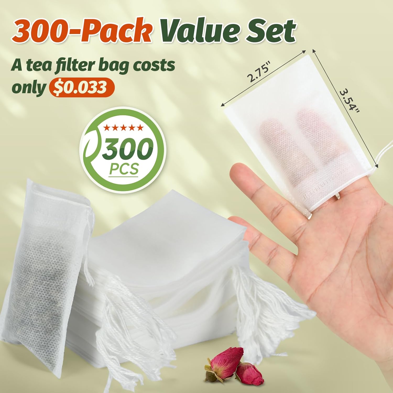 TOINSIX Disposable Tea Bags with Drawstring
