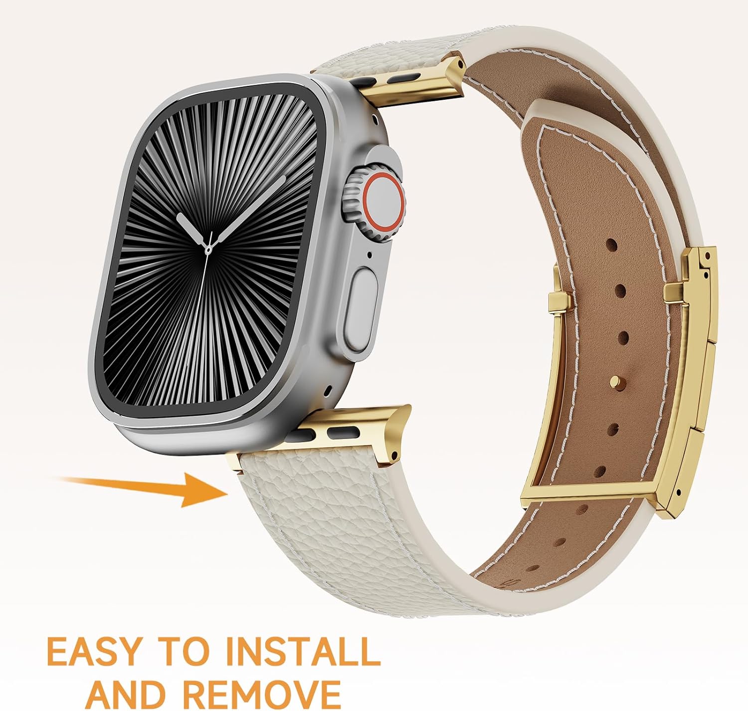 Genuine Leather Band Compatible with Apple Watch 49mm 46mm 45mm 44mm 42mm for Men,Leather Replacement Strap with Magnetic Buckle for iWatch Ultra 3 2 1 Series11 10 9 8 7 6 5 4 SE 3 2 1 - Image 5