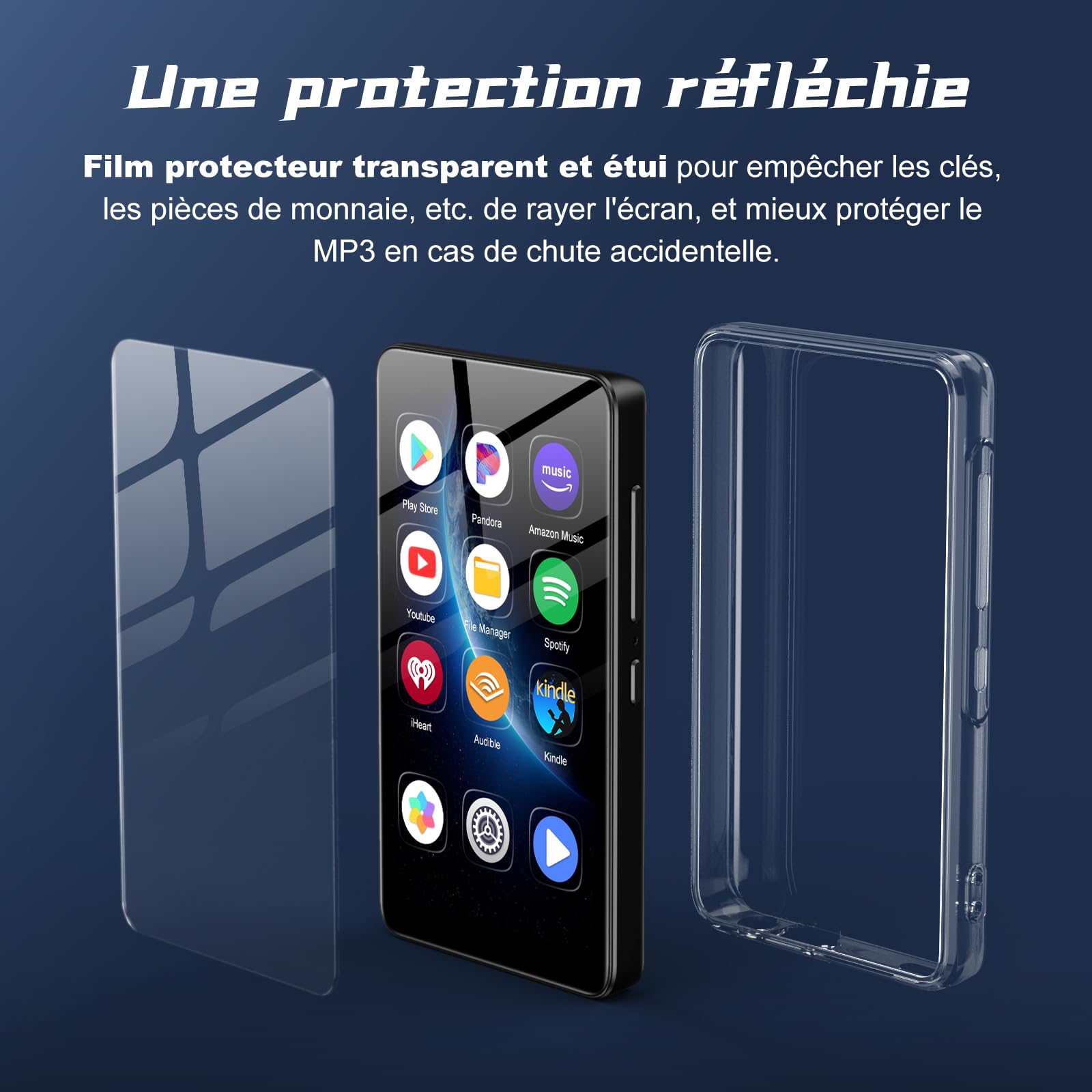 160 GB Lettore MP3, Lettore MP3 con Bluetooth e WiFi, 4,02" Full Touch Screen, Lettore MP4 Android 13.0, Lettore musicale portatile Hi-Fi, Audible, Deezer, Amazon Music, Play Store
