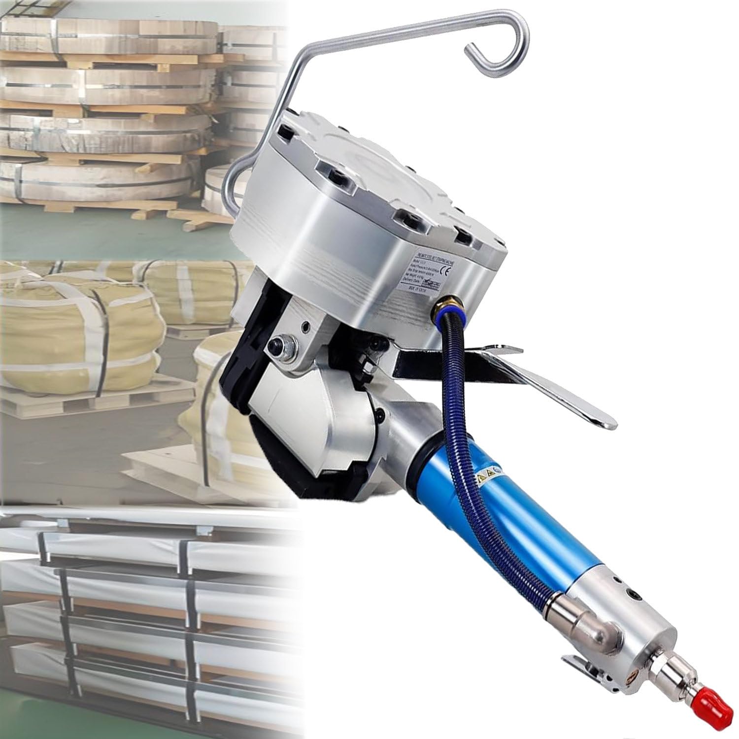 Chuozi One Color Steel Strapping Tool, Pneumatic Metal Banding Machine, Portable Heavy Duty Tensioner And Cutter Sealer For Packaging